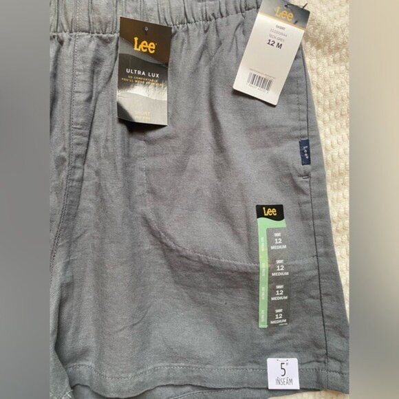 Lee Womens Ultra Lux Cotton & Linen Blend Shorts Size 12M Gray Elastic 5" Inseam - Picture 5 of 6